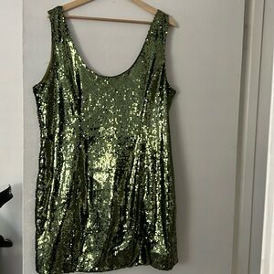 Asos Design Green Sequin Mini Dress - Size 14
